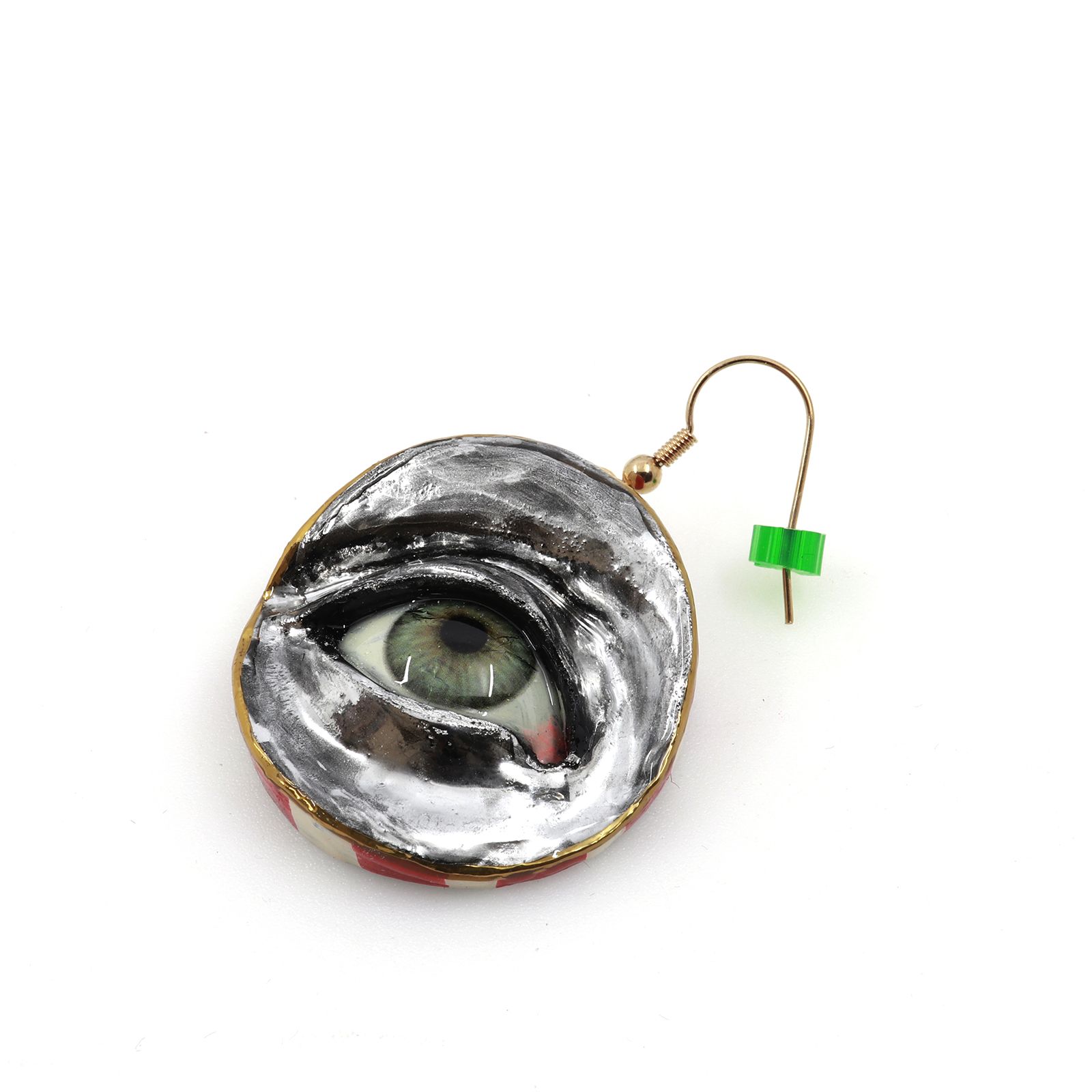「目」ピアス（片耳） レッド×シルバーB