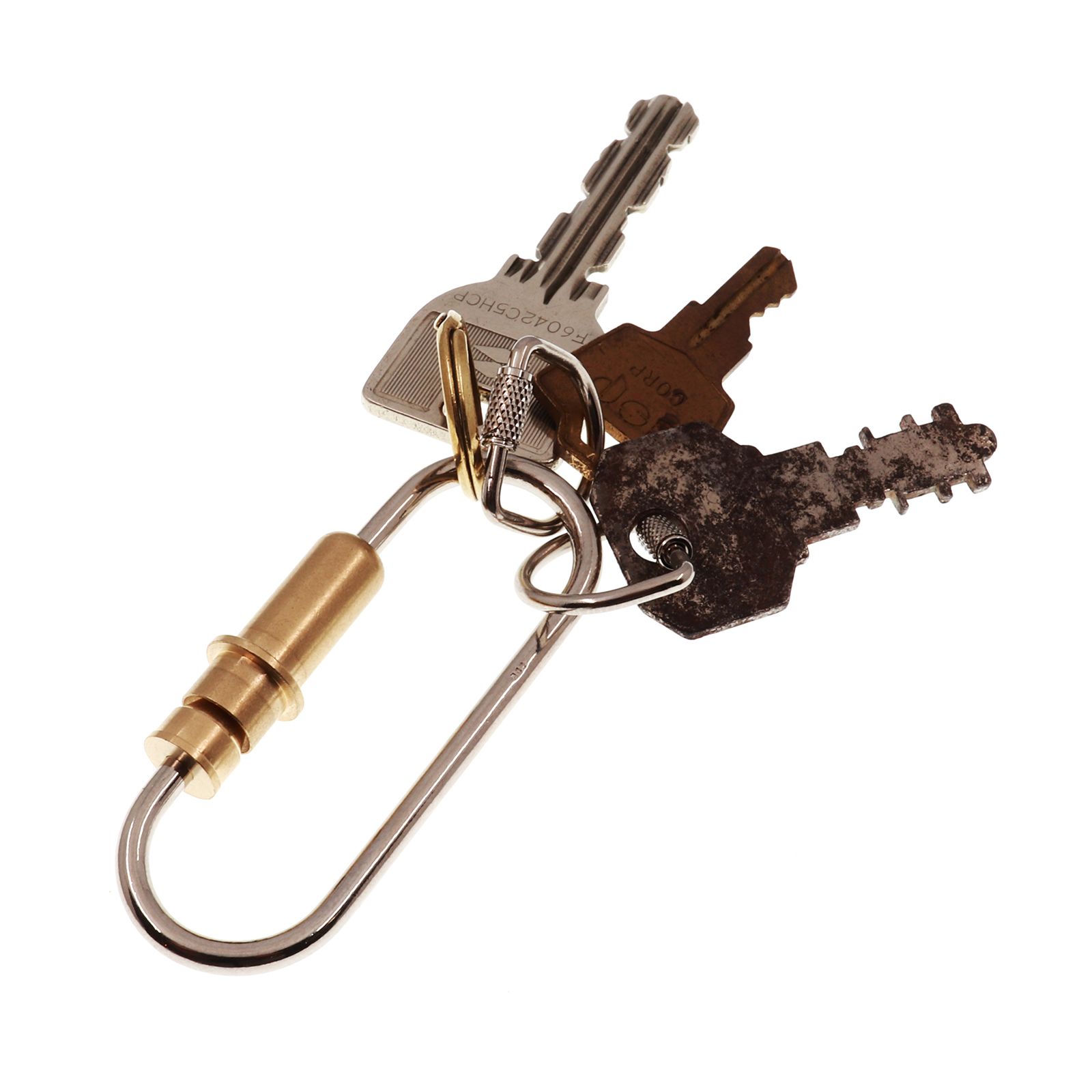 「Bullet Carabiner」キーリング ニッケル×ブラス