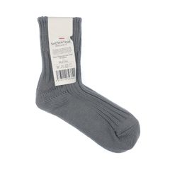 Organic Ribbed Socks Short Length グレー 靴下