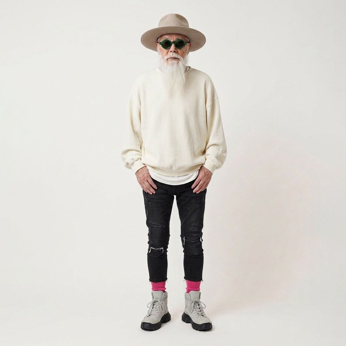 Acrylic Wool Thermal Shirt ホワイト