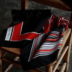 「BK×RD×WH」ヴィンテージスカーフ ヨーロッパ Gim Renoir