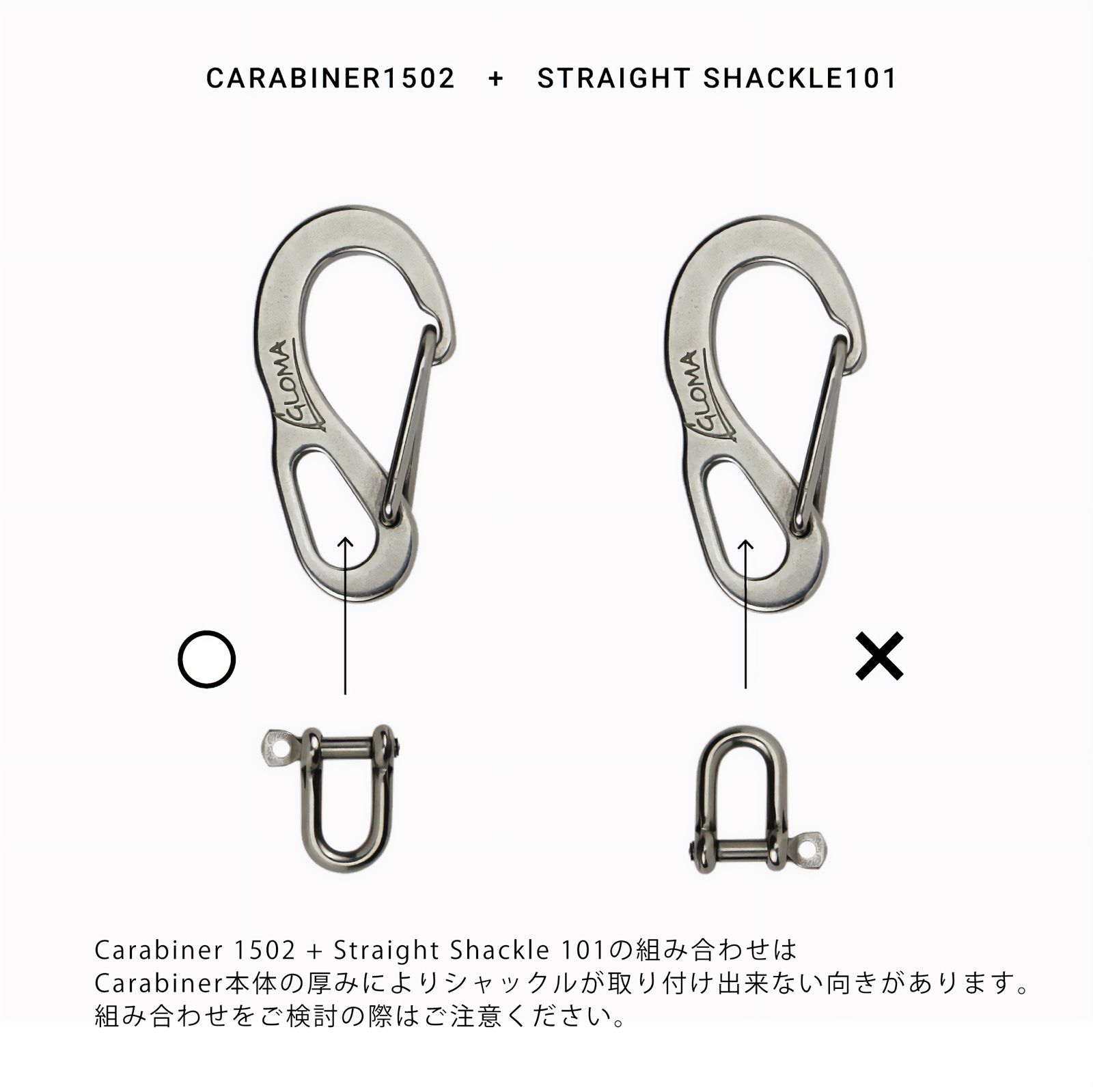 「STRAIGHT SHACKLE S」シャックルキーリング GLOMA NAUTICA スペイン