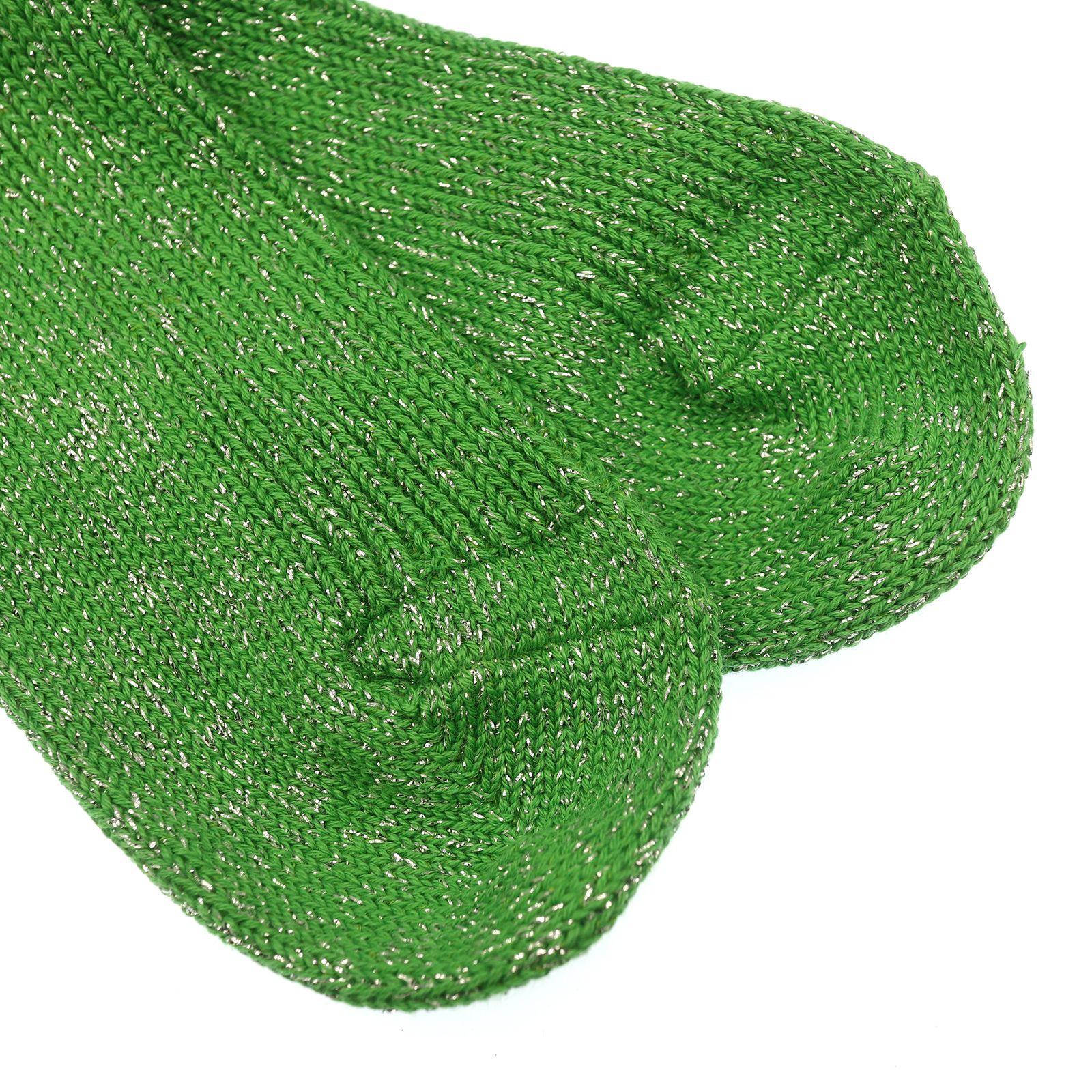 Heavyweight Glitter Ribbed Socks ライム×シルバー 靴下