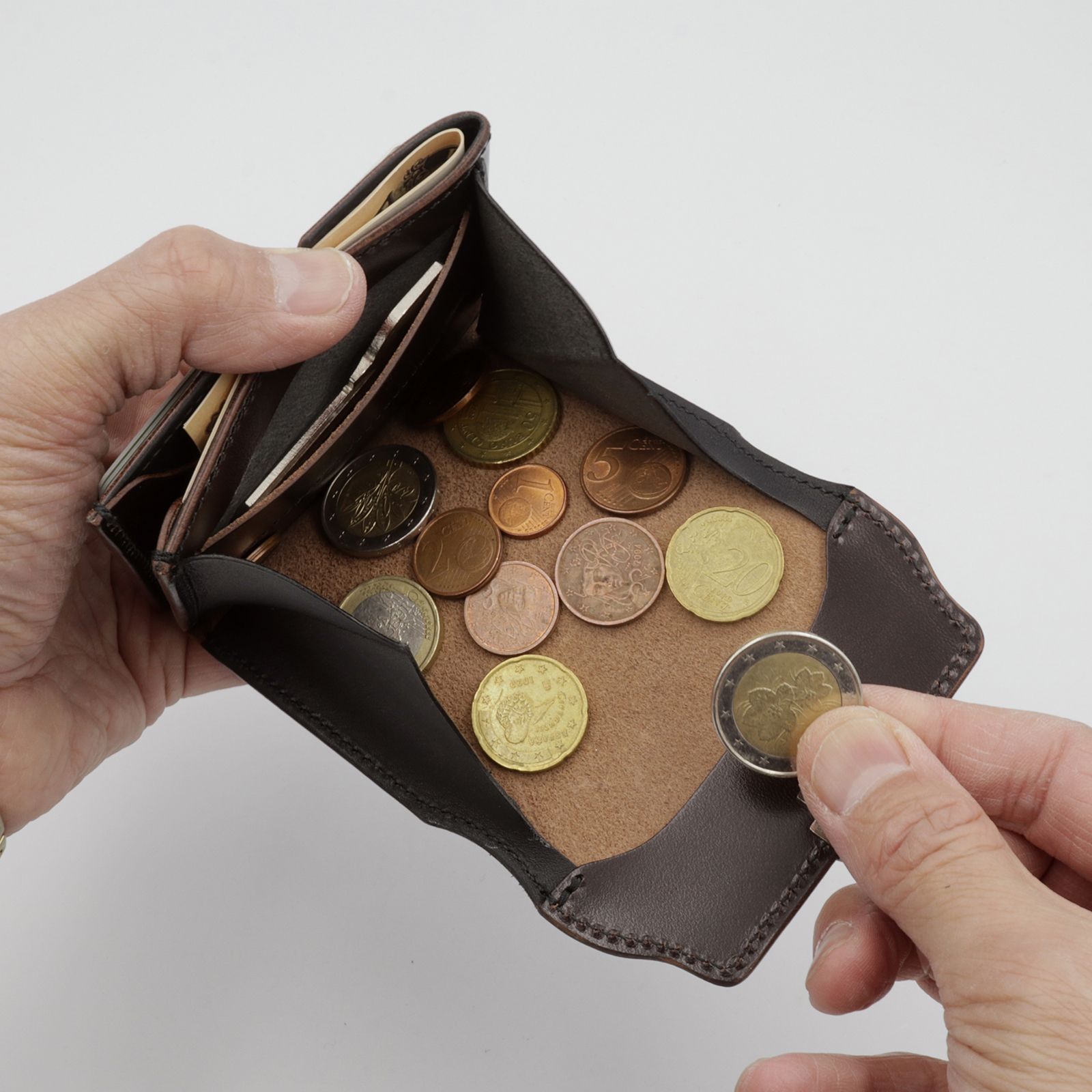 【Dual】ギャルソンコンパクトウォレット サドルプルアップ  チョコ