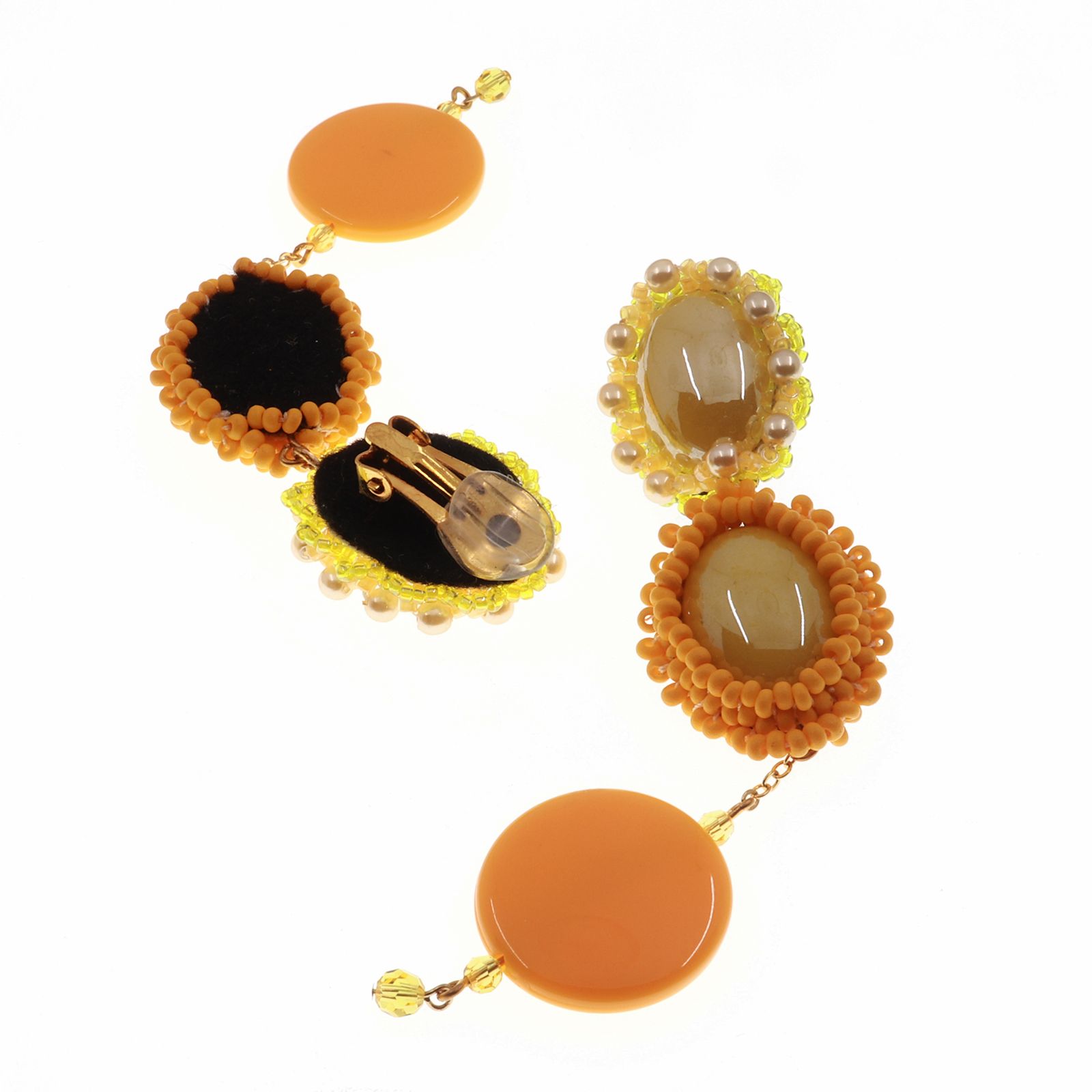 「Oval」イヤリング イエロー【collection de couleurs de sachikoism】