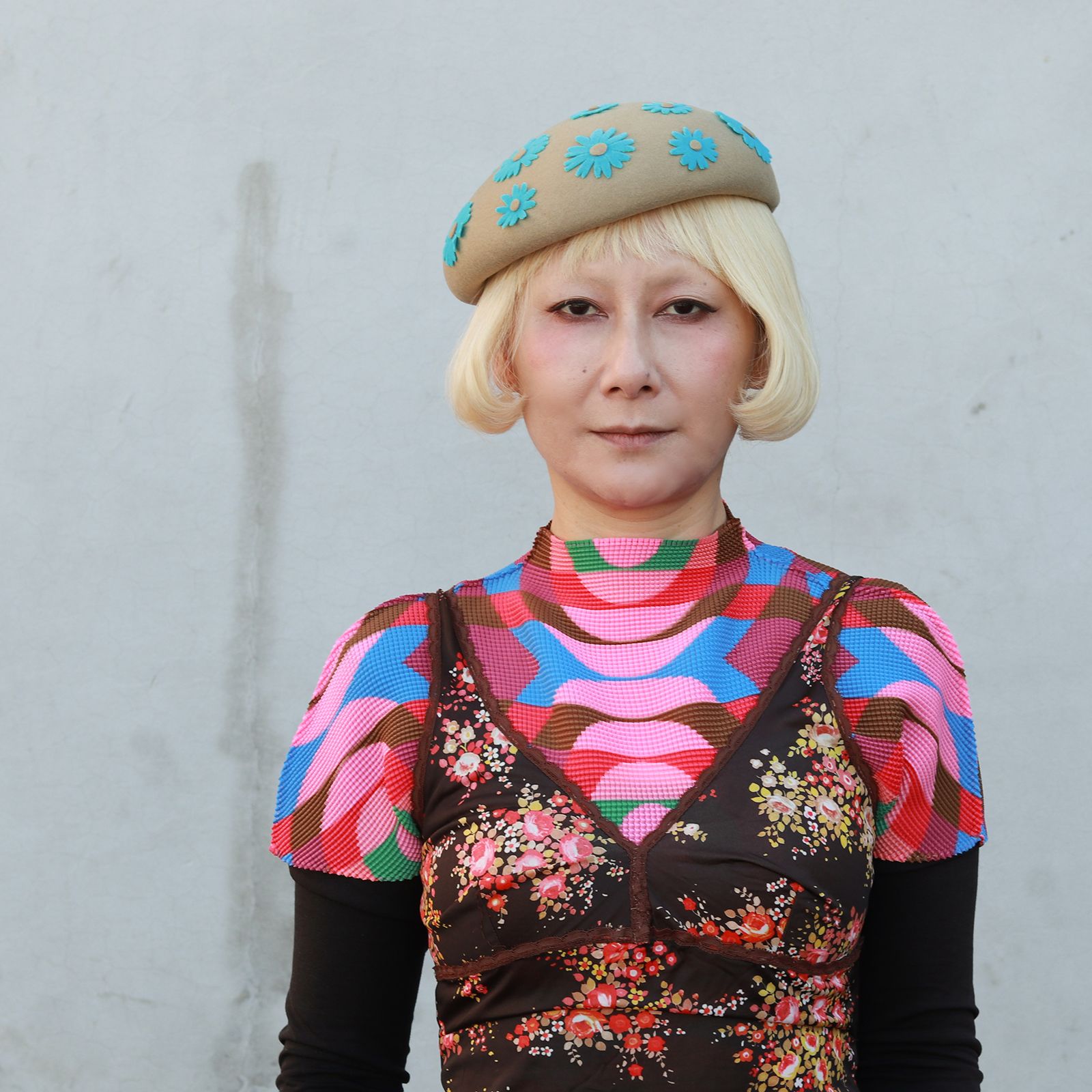 【送料無料対象外】アシンメトリープチトーク ベージュ×ターコイズブルー