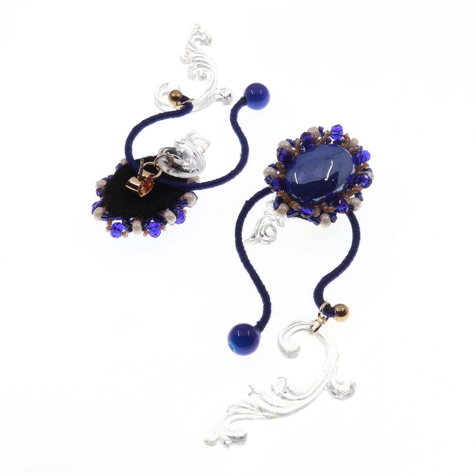 「Oval」ピアス ブルー【collection de couleurs de sachikoism】