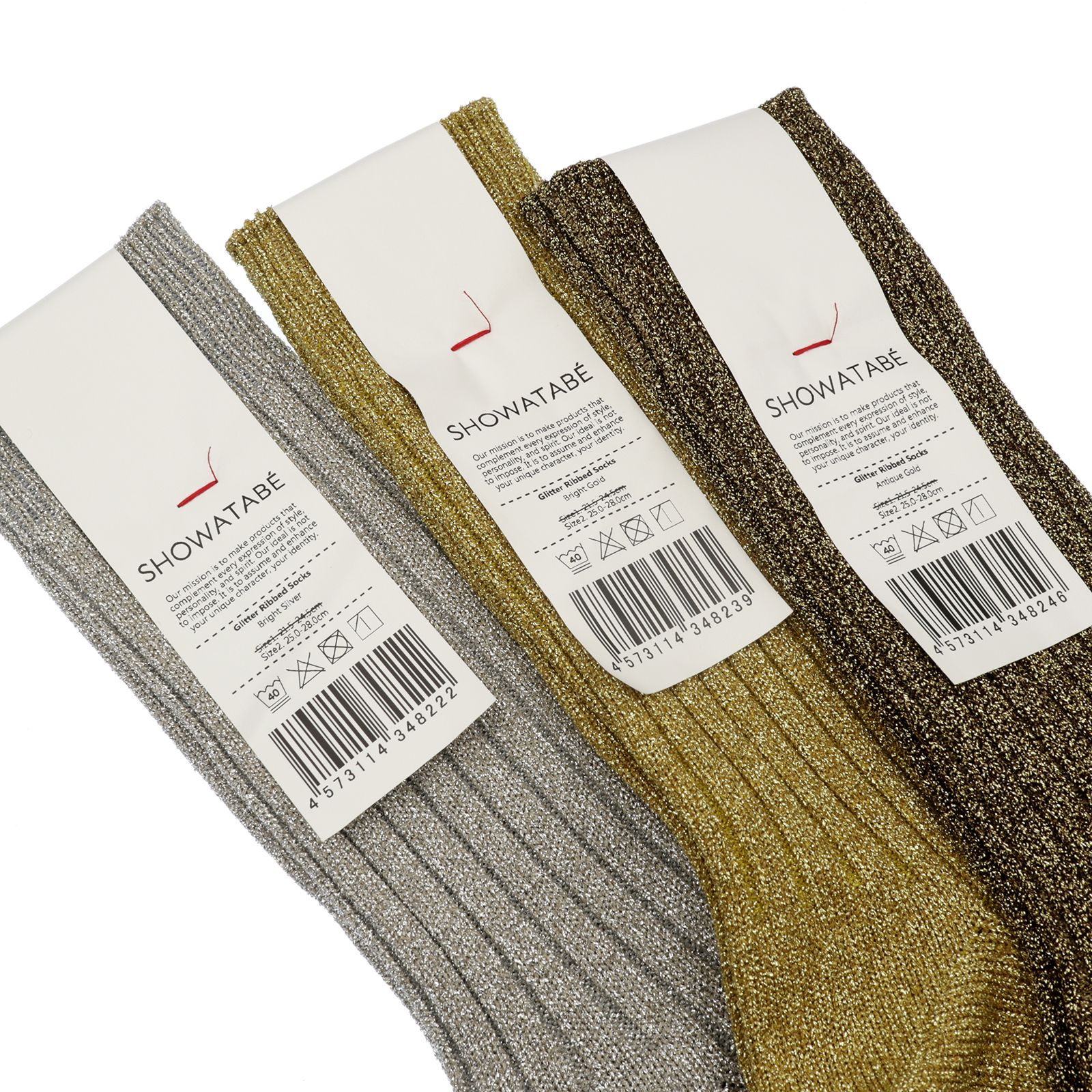 Glitter Ribbed Socks アンティークゴールド 靴下