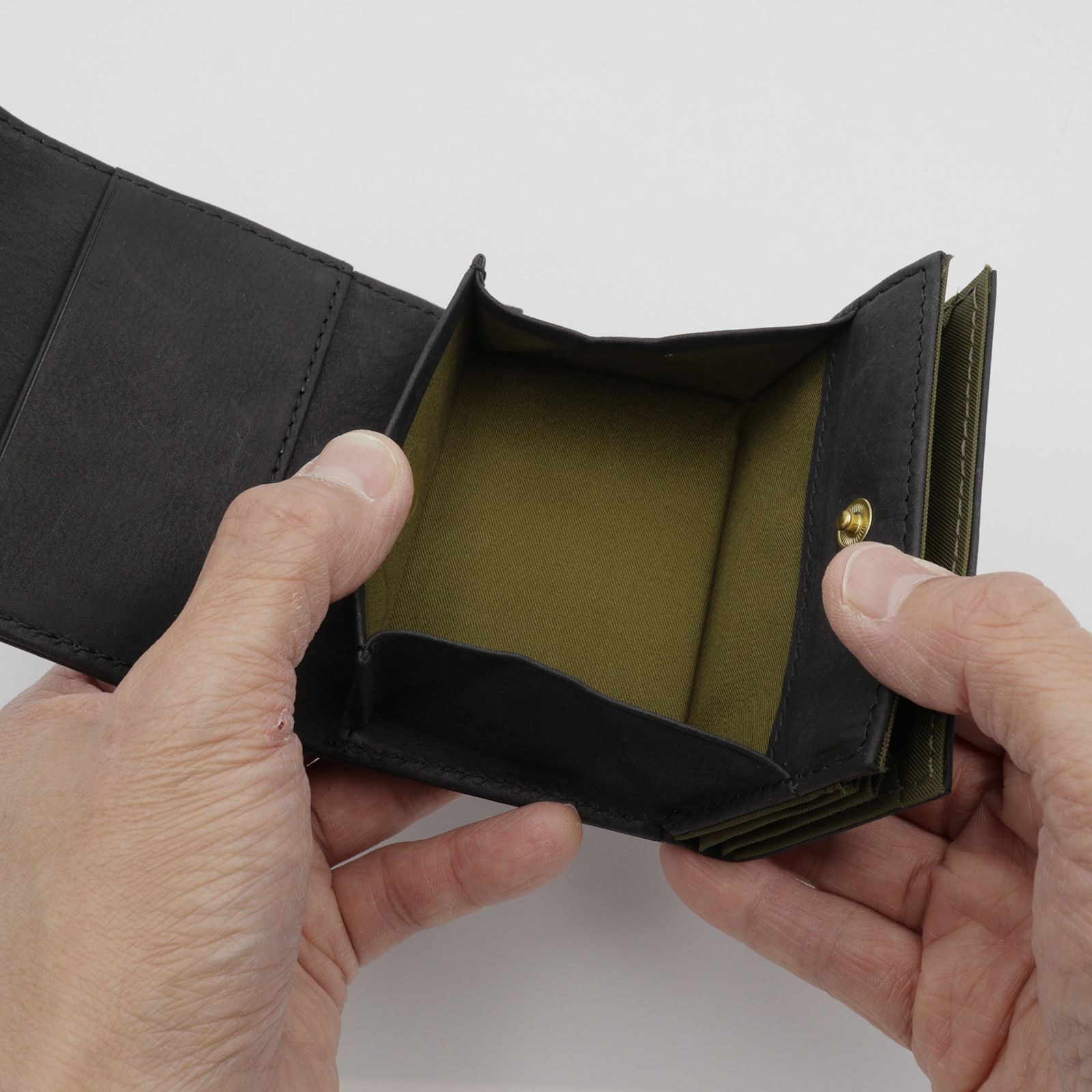 「PUFU」コンパクト財布 キャメル