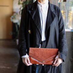 TED LAPIDUS Vフラップクラッチ レッドブラウン 1970s イタリア