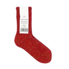 Heavyweight Glitter Ribbed Socks レッド 靴下