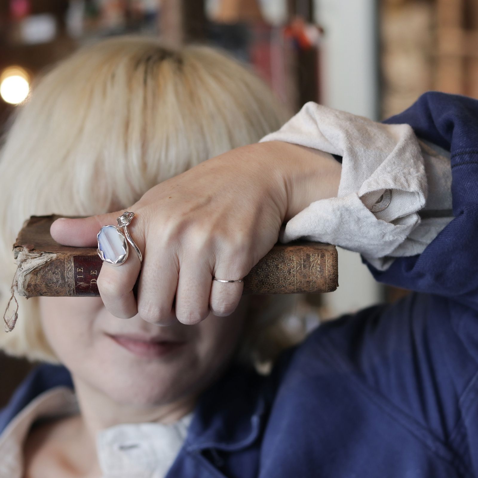 「Agate Flower Ring」リング