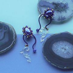 「Oval」ピアス ブルー【collection de couleurs de sachikoism】