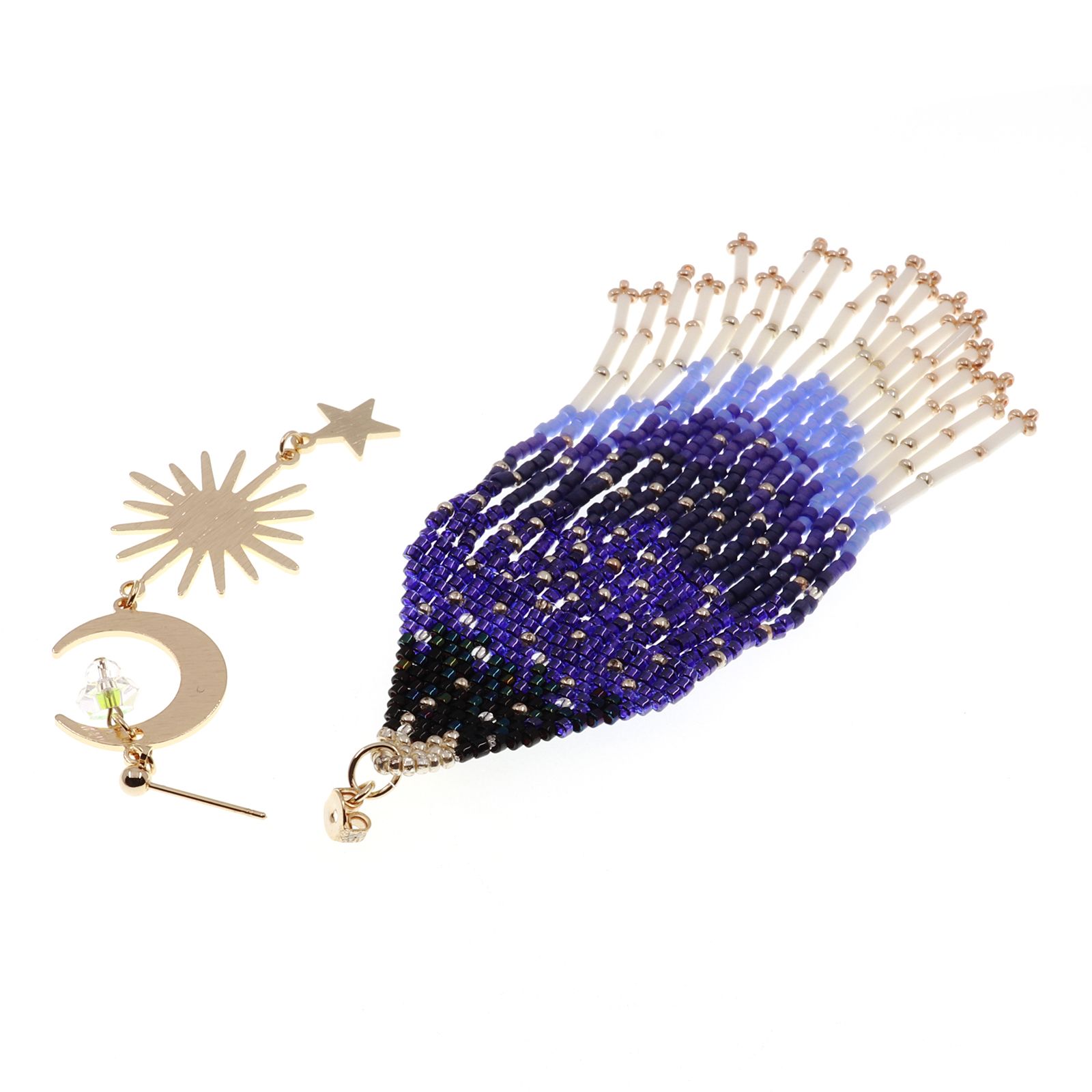「ビーズ空」ピアス（片耳） ブルー【collection de couleurs de sachikoism】