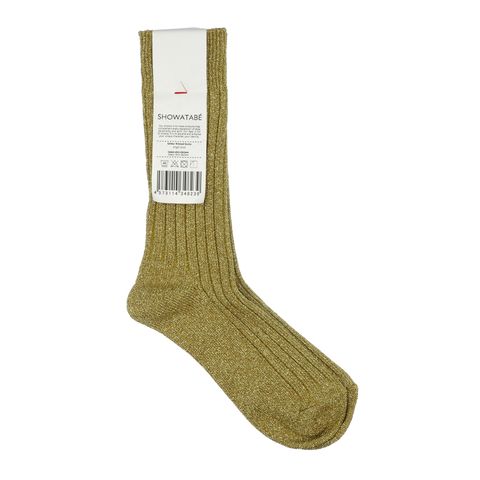 Glitter Ribbed Socks ブライトゴールド 靴下