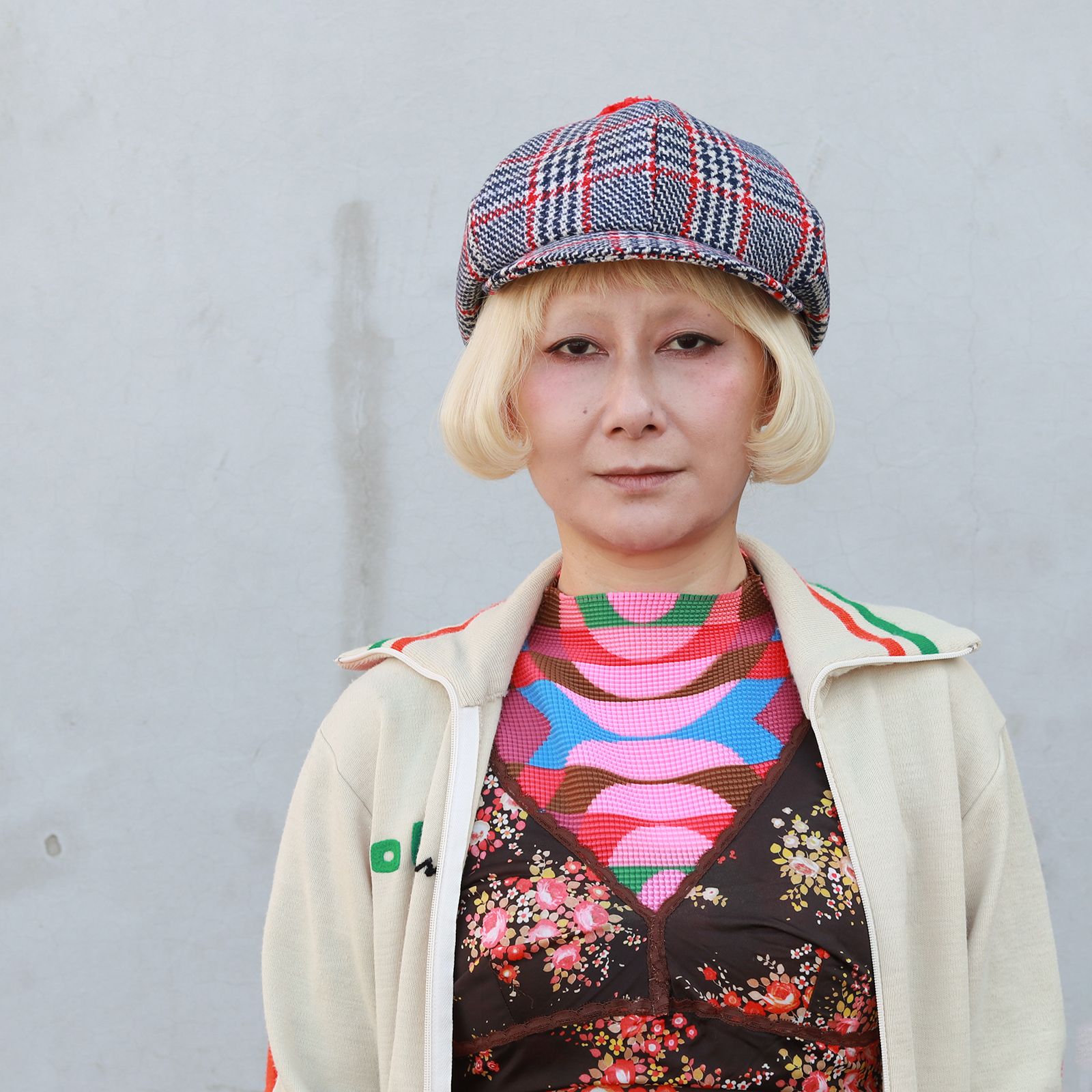 【送料無料対象外】ポンポンキャスケット トリコロールチェック