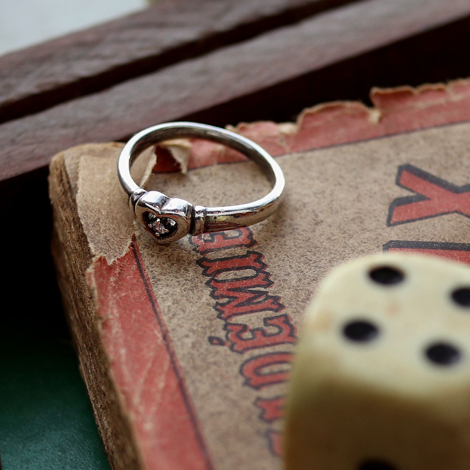 「ダイヤモンド0.02ctハート」リング フランス Courreges silver925