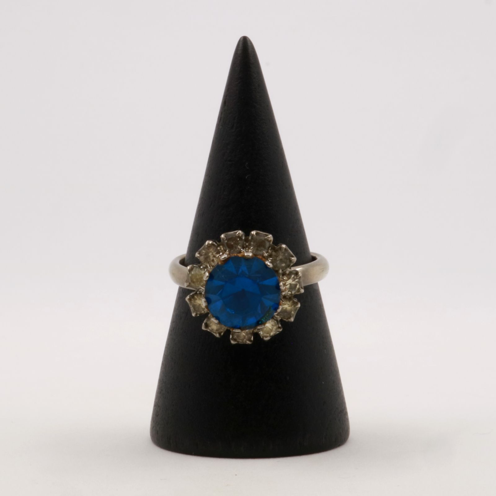 「80s ブルーラインストーンカクテル」リング ヨーロッパ