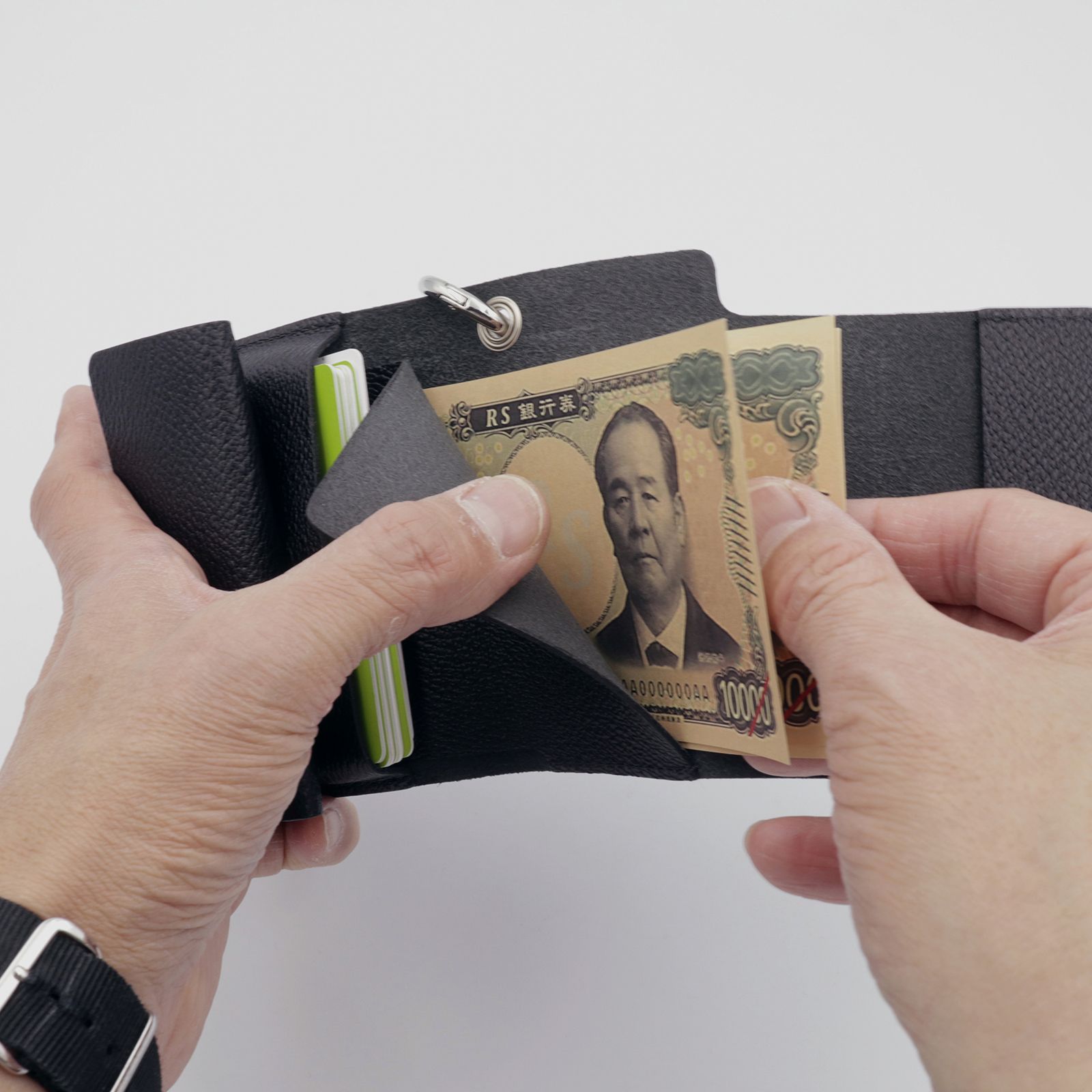 「単純化」三つ折り財布 ダークグレー