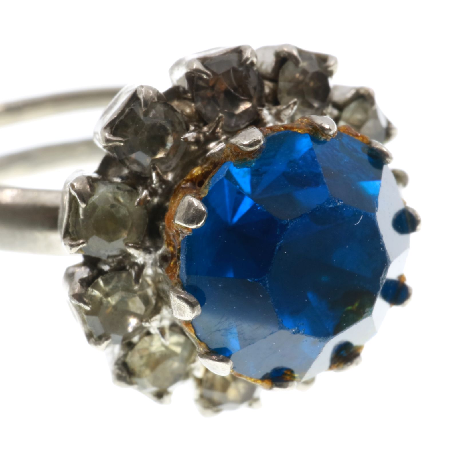 「80s ブルーラインストーンカクテル」リング ヨーロッパ