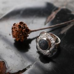 「Blue Sponge Coral Flower Ring」リング