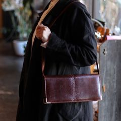 パイソン かぶせクラッチショルダー レディッシュブラウン 1950s フランス