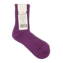 Organic Ribbed Socks Short Length パープル 靴下