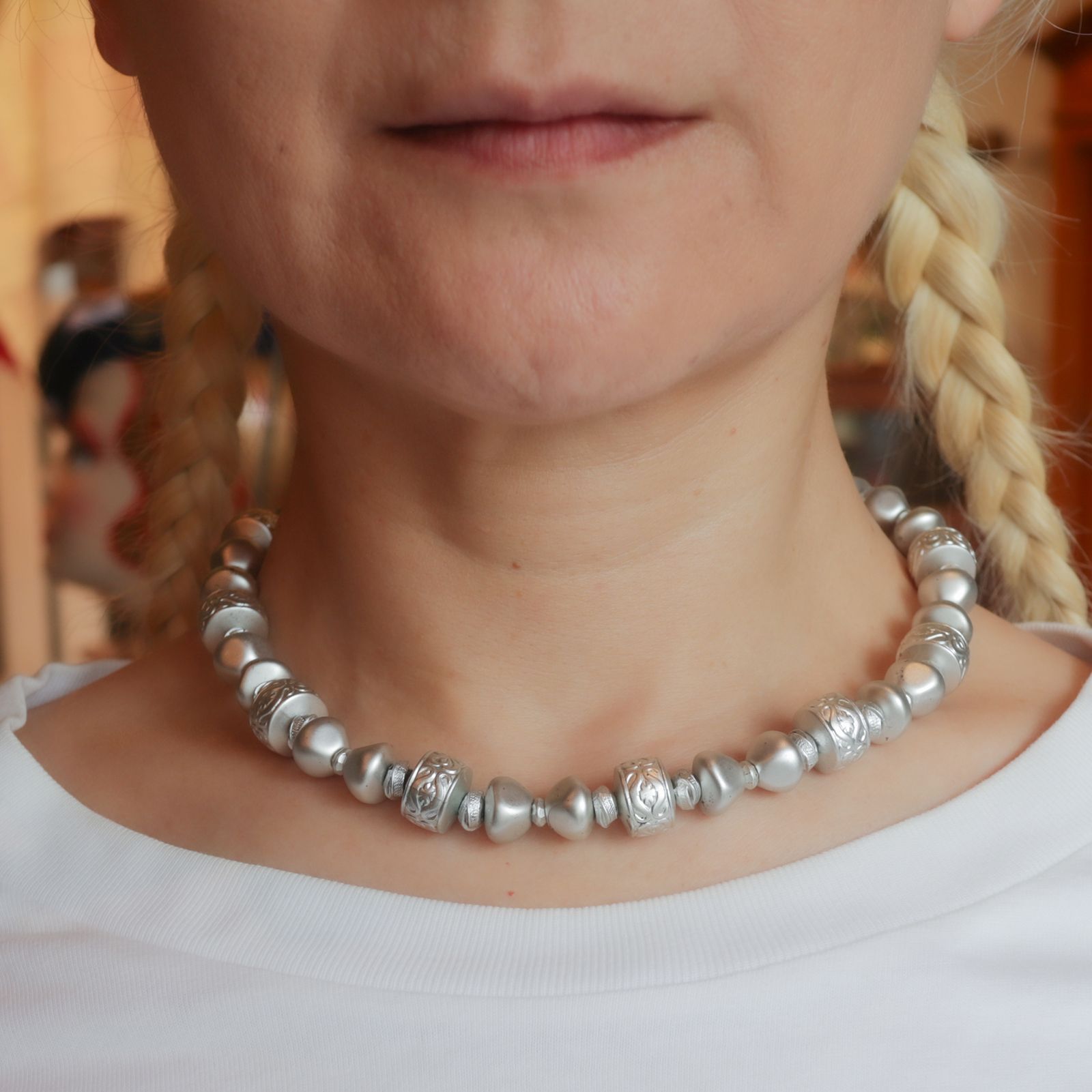 「ルミナスビーズ silver」ネックレス フランス 1970s