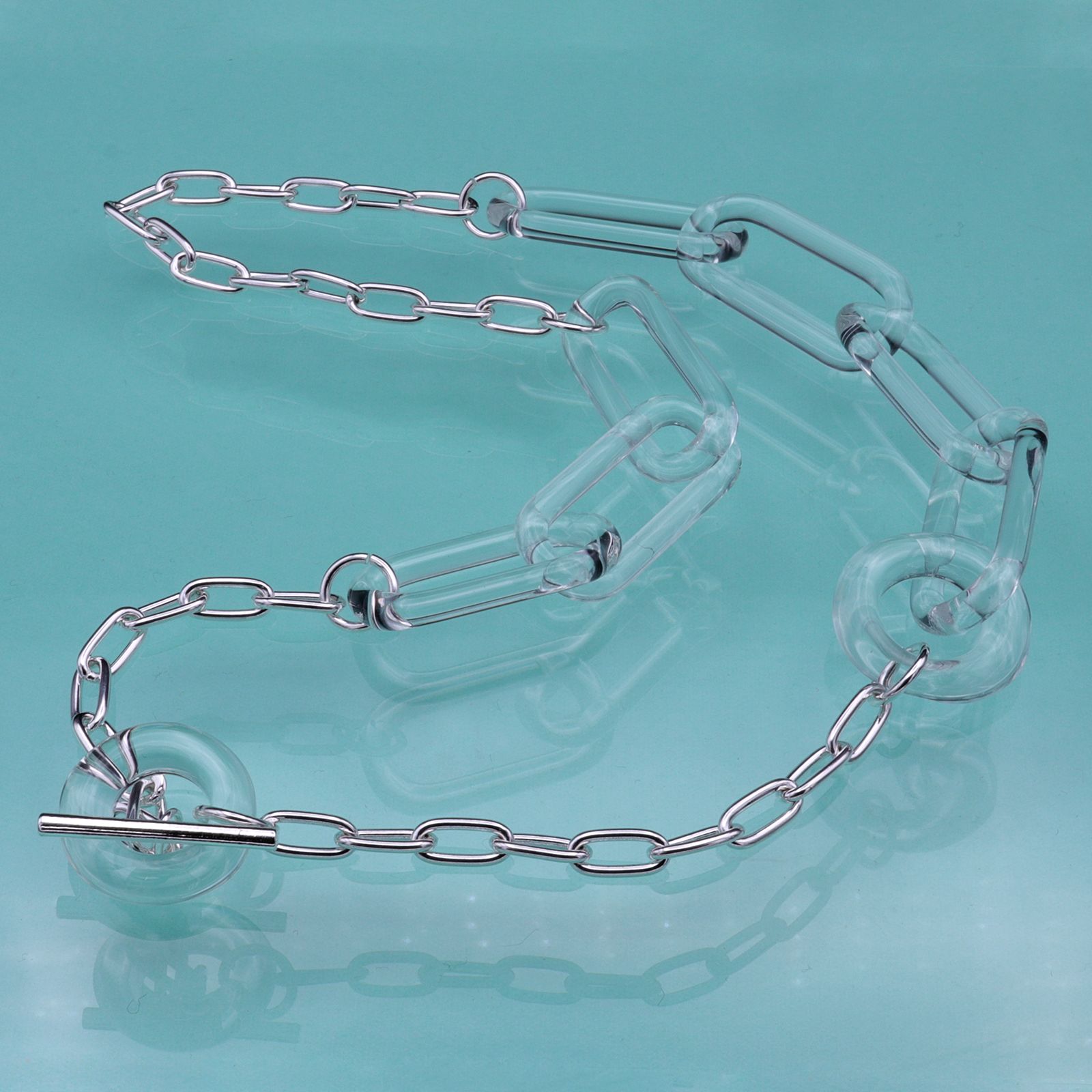 「Glass Chain & Silver Necklace」ネックレス クリア&シルバー