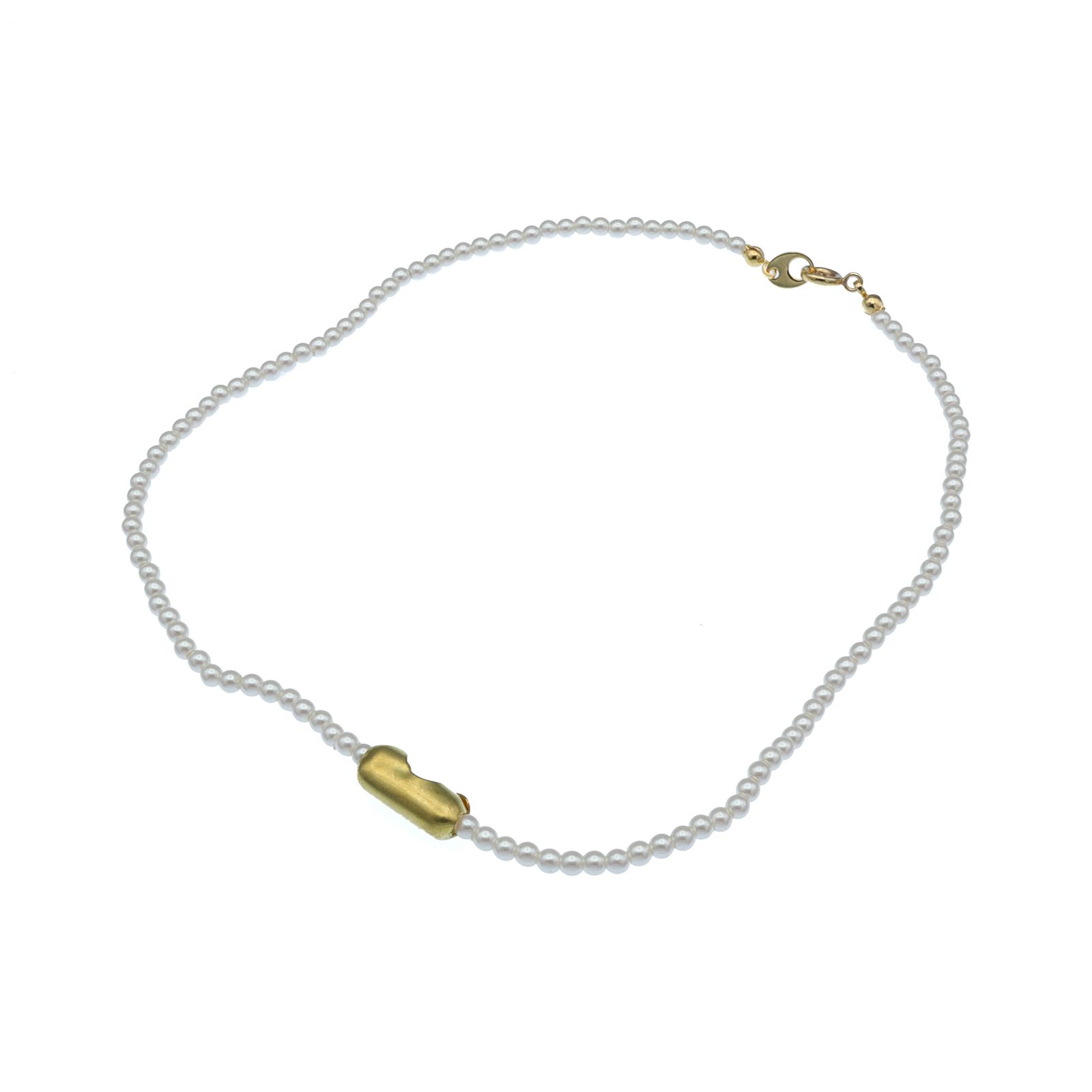 「pearl ball chain necklace」ゴールド ネックレス