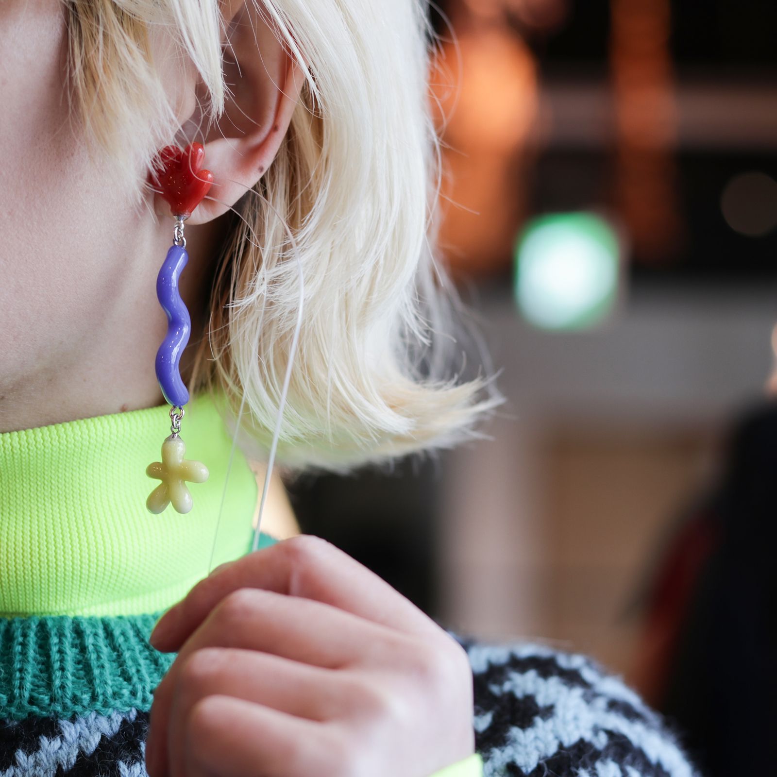 「Matisse Pierce Long」ピアス（片耳） レッド×イエロー1