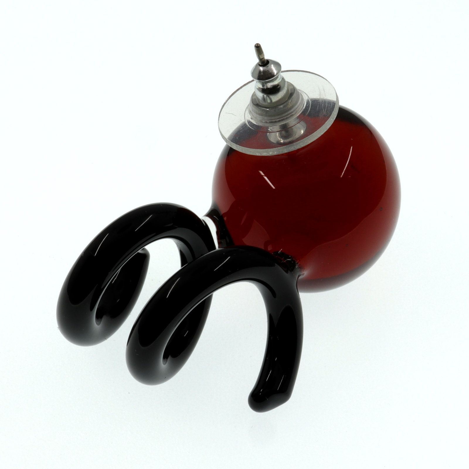 「New Spiral Glass」ピアス(片耳) アンバー×ブラック