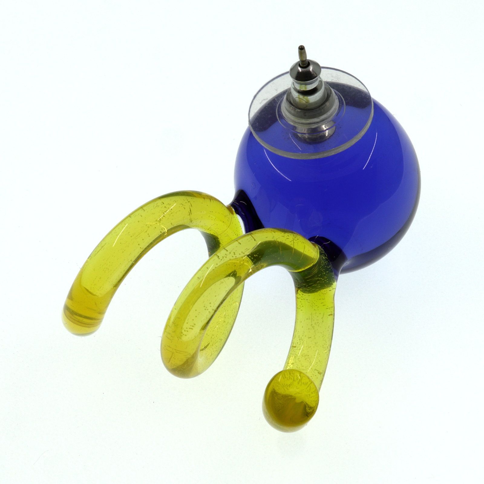 「New Spiral Glass」ピアス(片耳) ブルー×イエロー