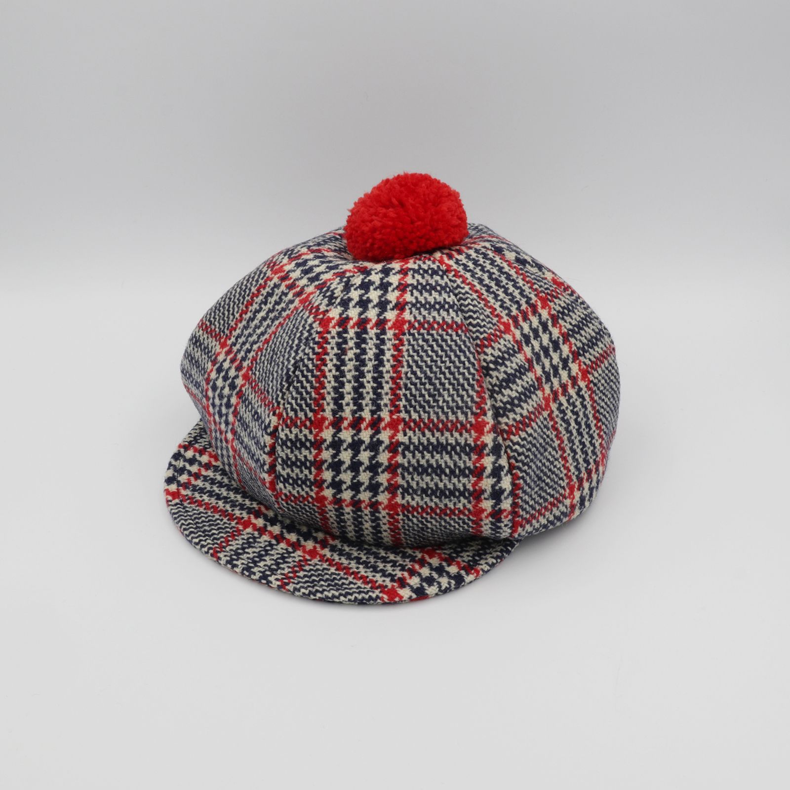 【送料無料対象外】ポンポンキャスケット トリコロールチェック