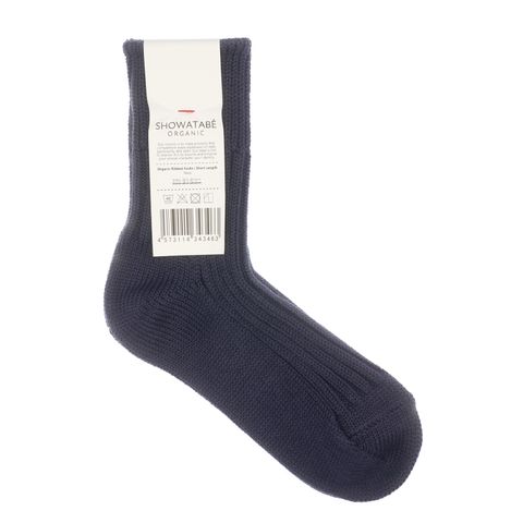 Organic Ribbed Socks Short Length ネイビー 靴下