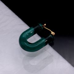 「Glass Hoop "U" Pierce」ピアス(片耳) ティールグリーン