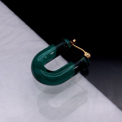 「Glass Hoop "U" Pierce」ピアス(片耳) ティールグリーン