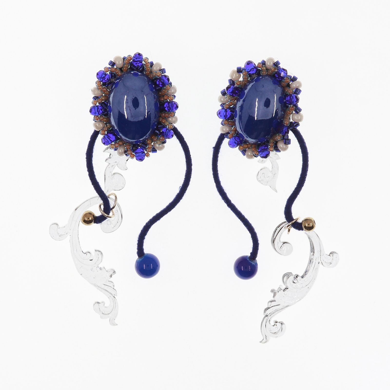 「Oval」ピアス ブルー【collection de couleurs de sachikoism】