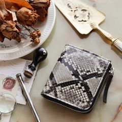 HEBI」Lファスナーコンパクト財布 ベージュ