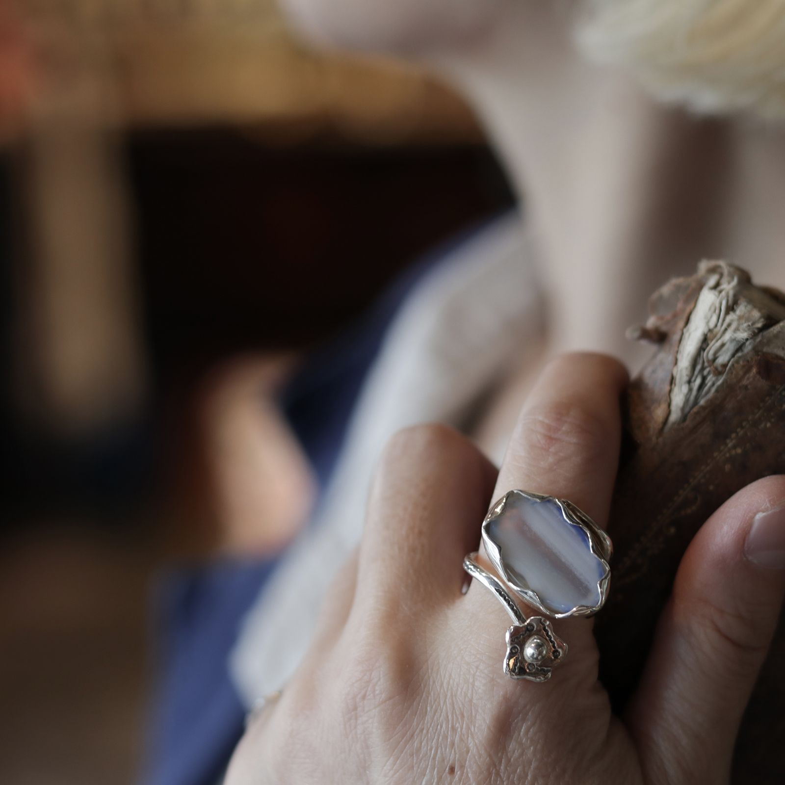 「Agate Flower Ring」リング