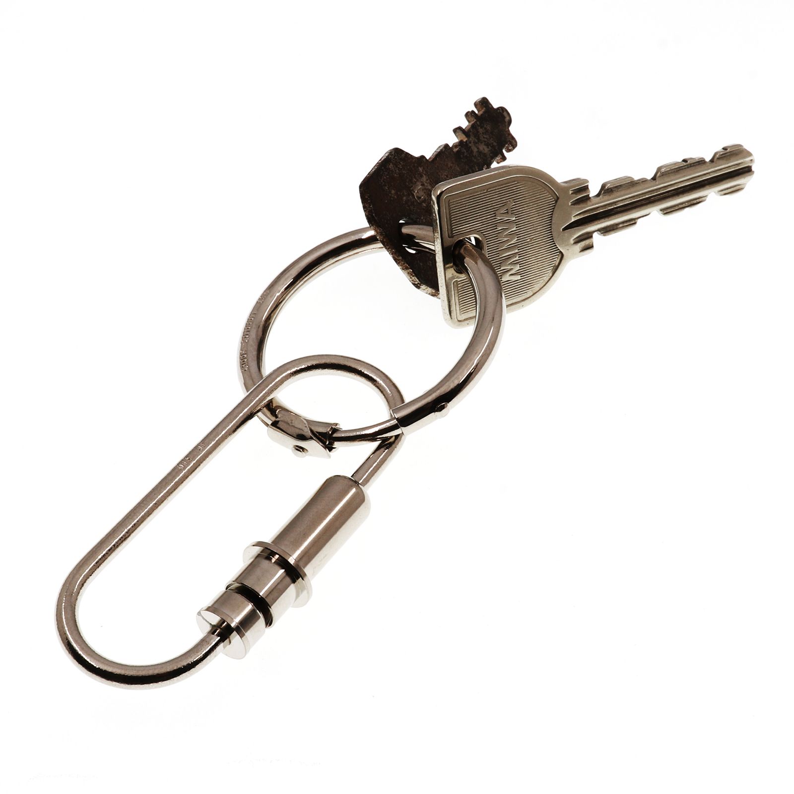 「Bullet Carabiner」キーリング ニッケル×ブラス