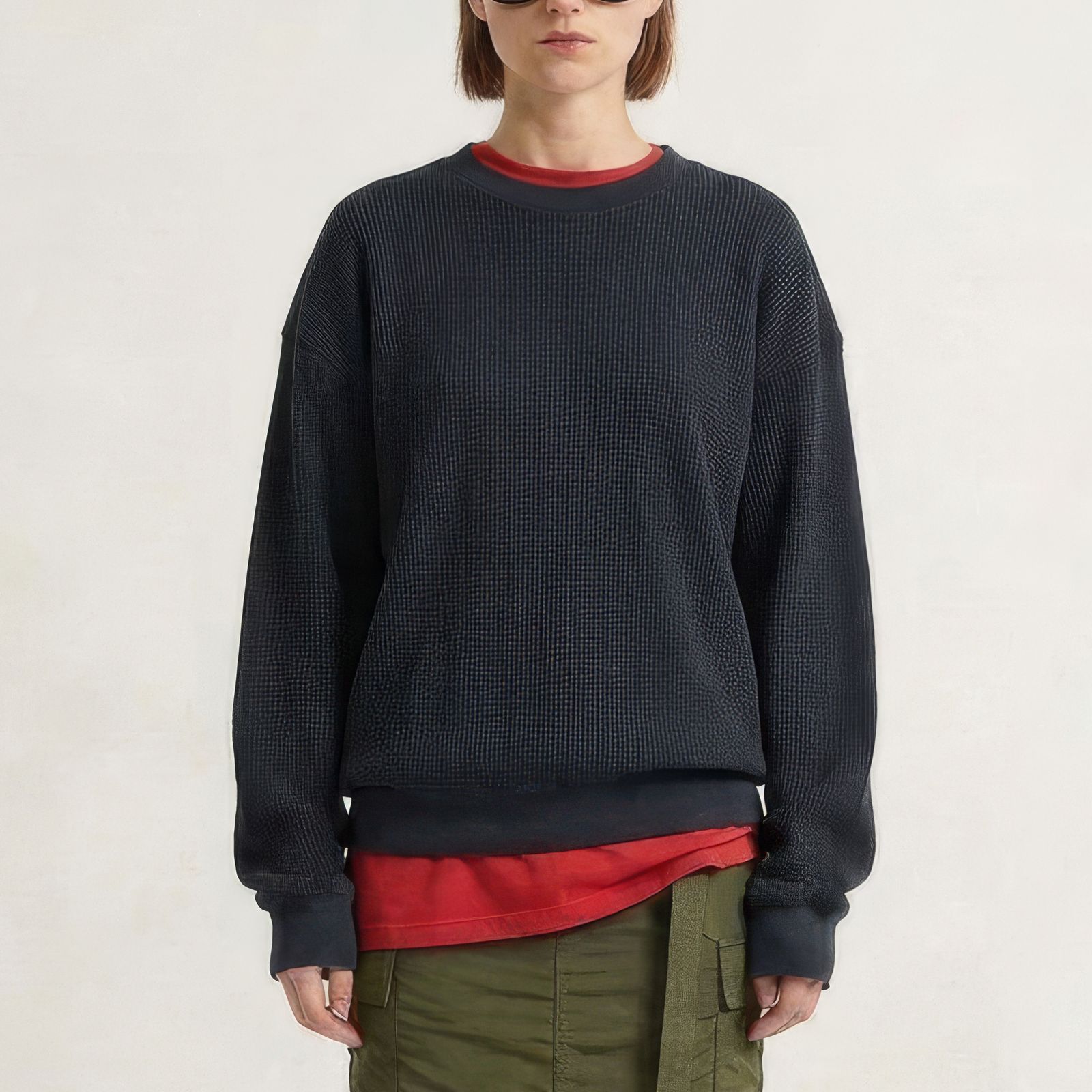 Acrylic Wool Thermal Shirt ネイビー