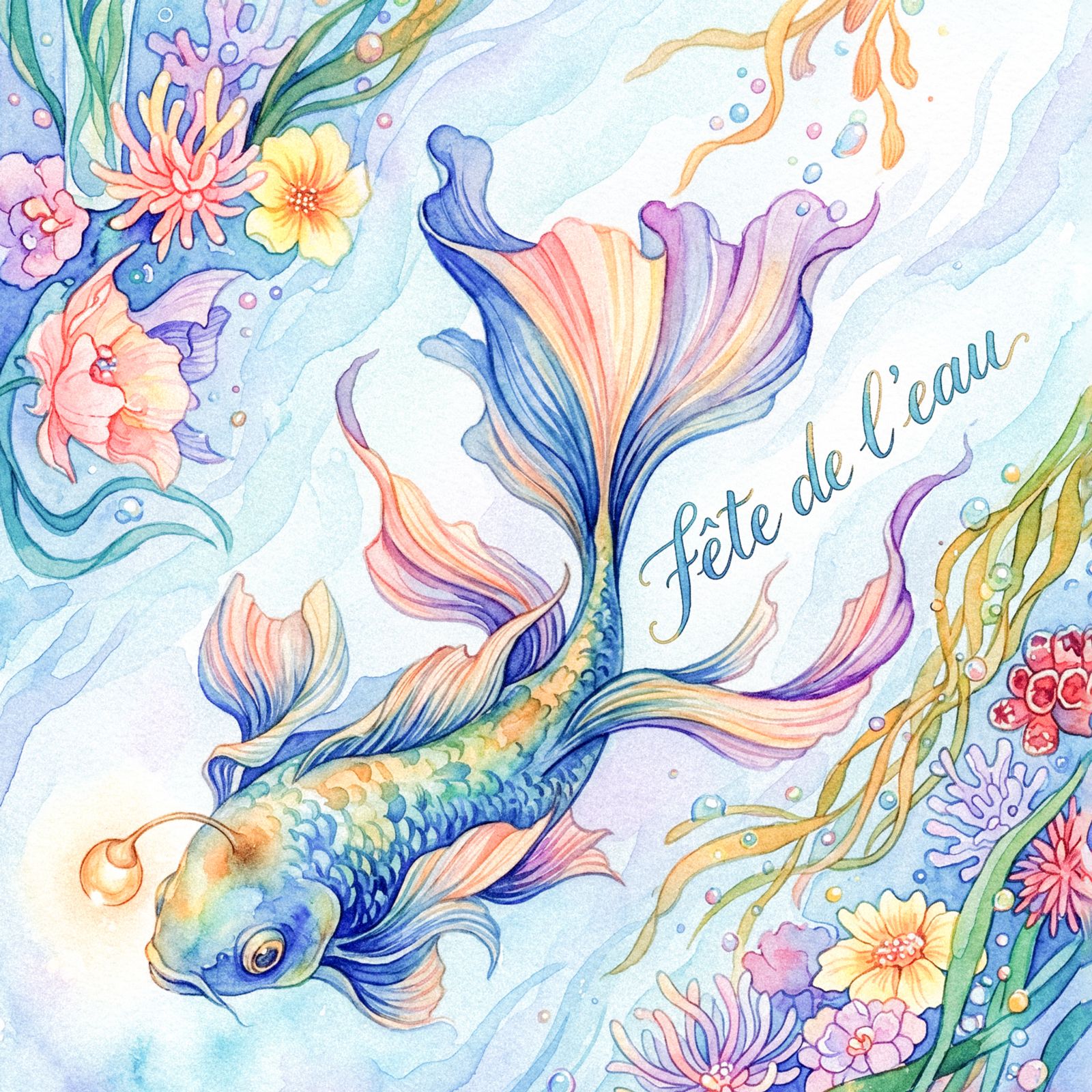 「Fete de l'eau TEO 水中花」ピアス