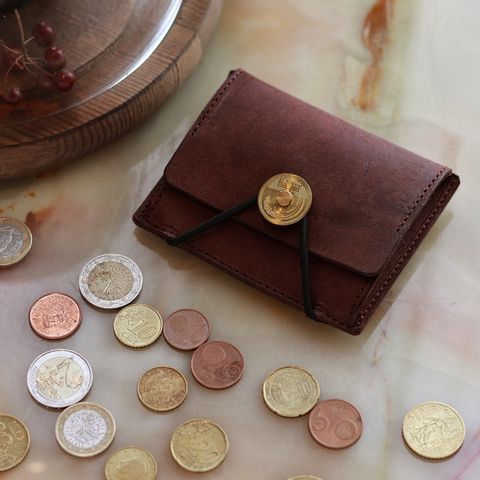 「5YEN COIN CASE/MONEY CLIP」ミニ財布 ブラウン