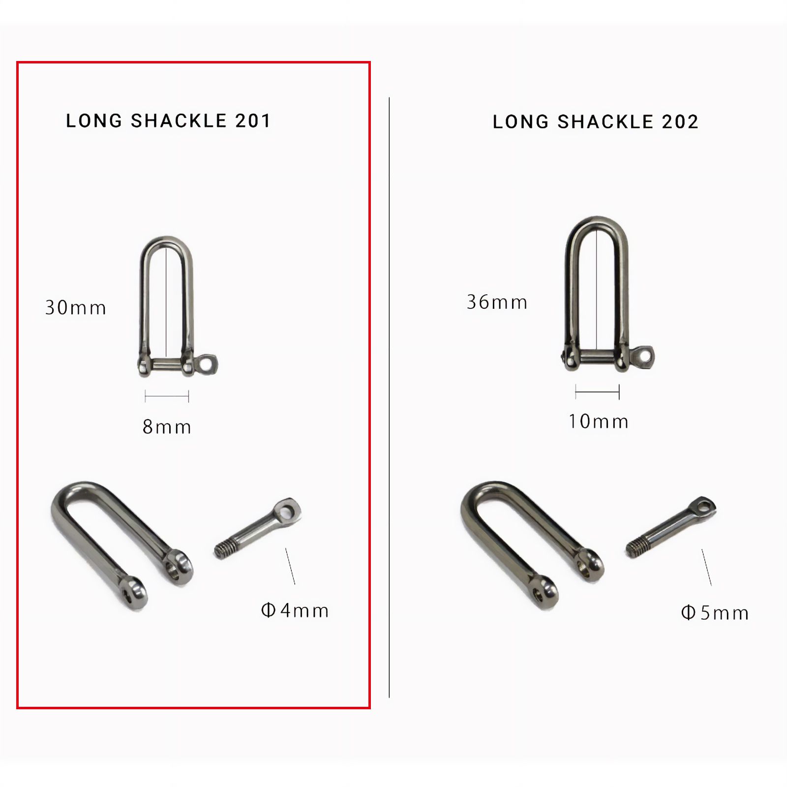 「LONG SHACKLE S」シャックルキーリング GLOMA NAUTICA スペイン
