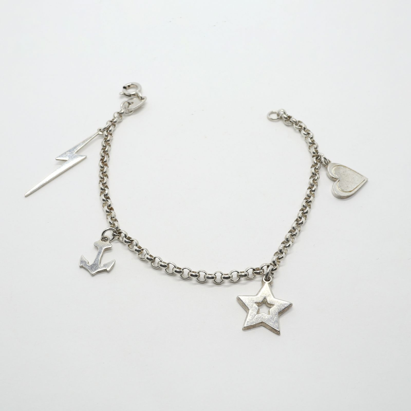 「アンカーハートスター＆サンダーチャーム」ブレスレット ヨーロッパ silver925