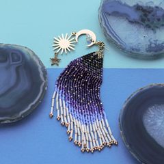 「ビーズ空」ピアス（片耳） ブルー【collection de couleurs de sachikoism】