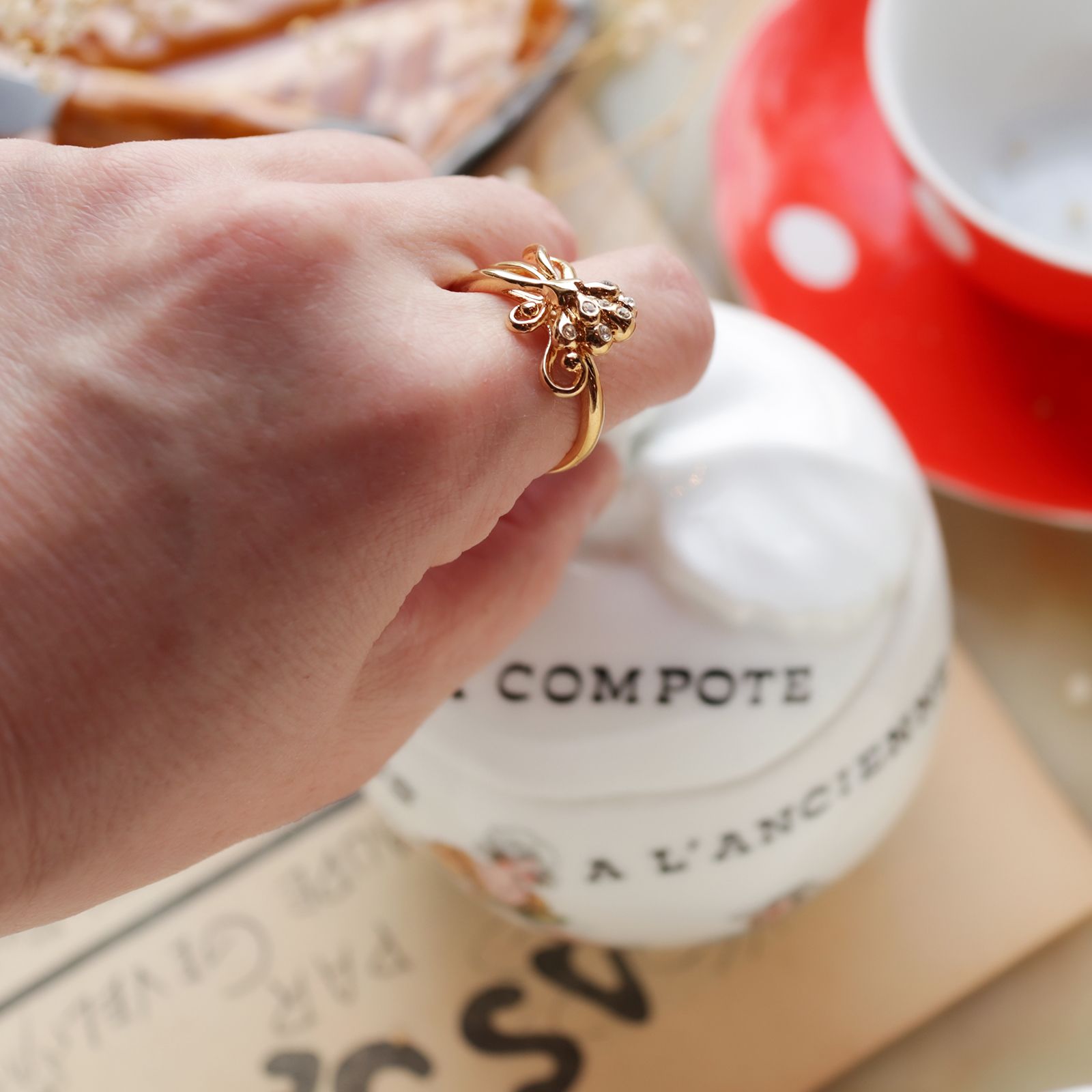 「ピーコックリボン」デッドストックリング イギリス