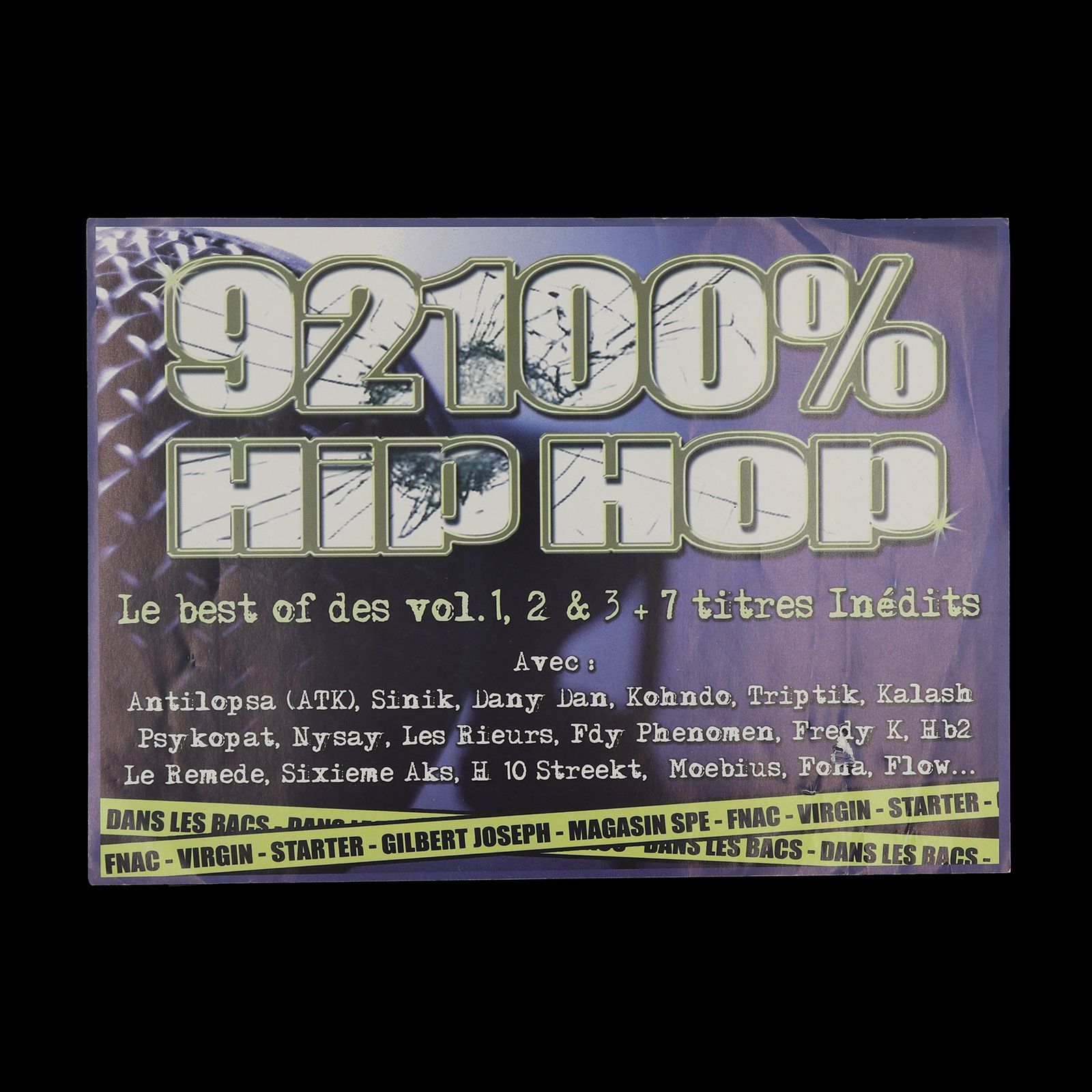 「92100% Hip Hop」ヴィンテージステッカー ヨーロッパ
