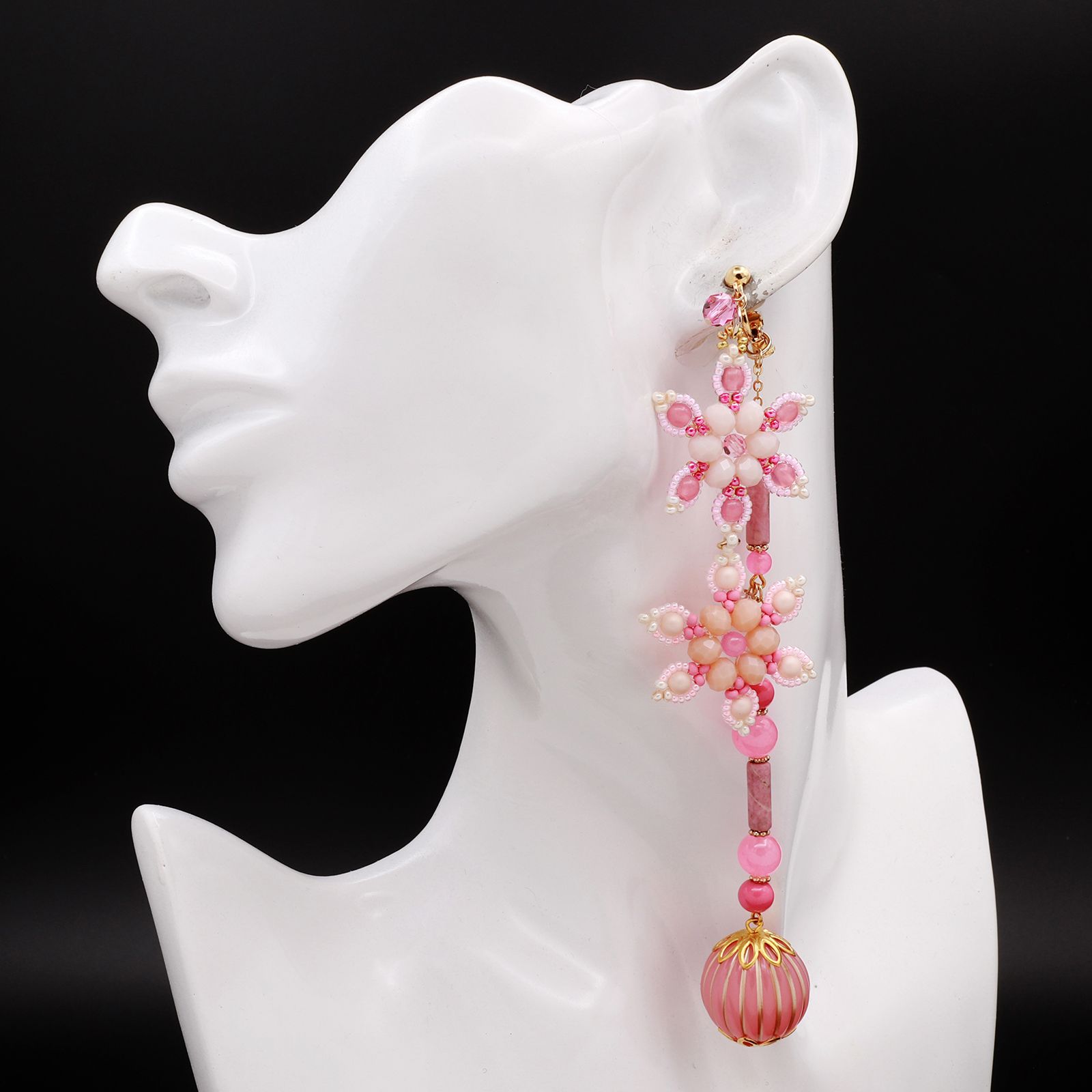 「Tirol ドレス」イヤリング（片耳） ピンク【collection de couleurs de sachikoism】